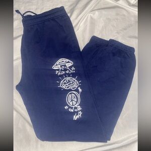 Neff Size Large Sweatpants Mushroom,brain, Peace Sign Neff